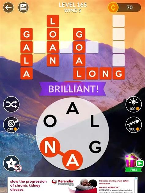 Wordscapes Level 165, Wind 5 .
